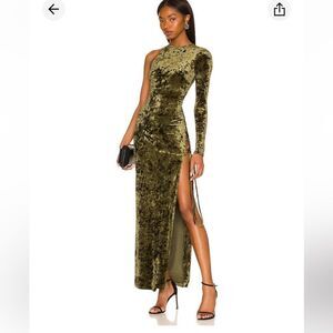 Camila Coelho Gabriel Green Velvet Maxi Dress.Size S